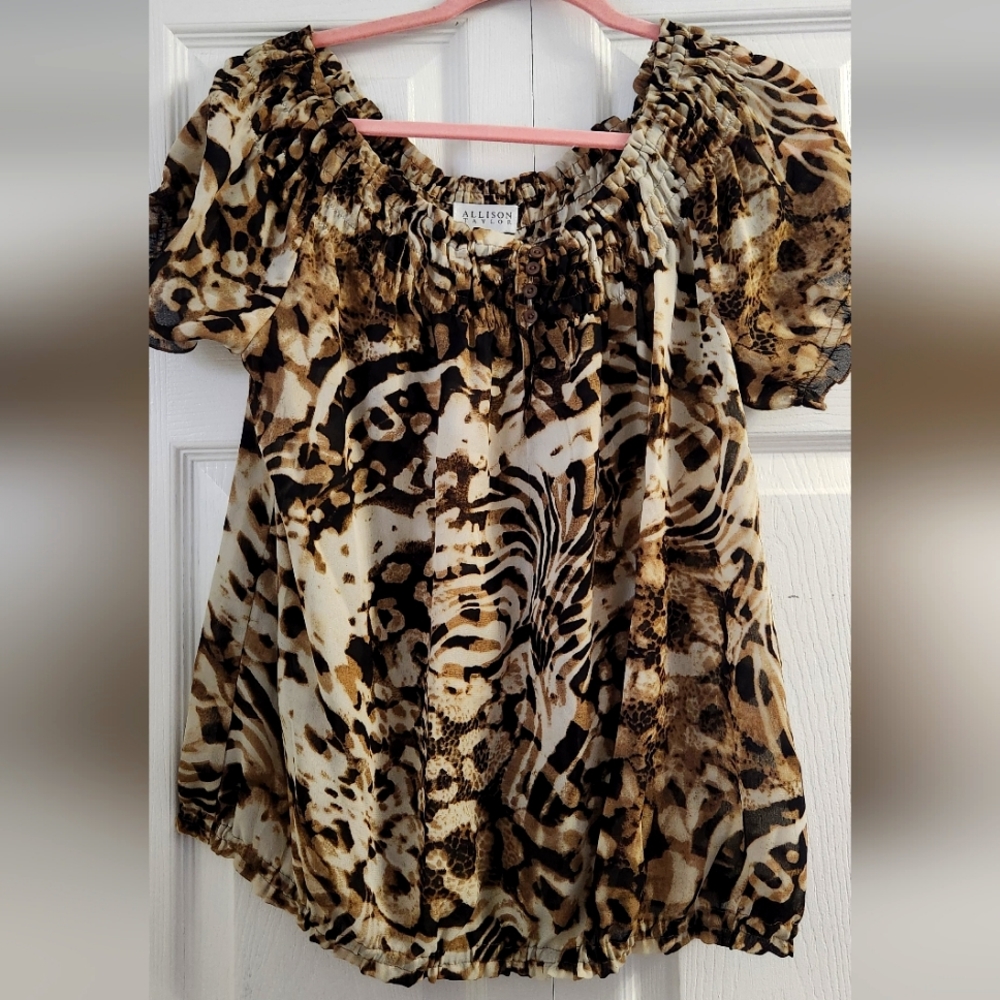 Animal Print Blouse (Women's XL, Like New)